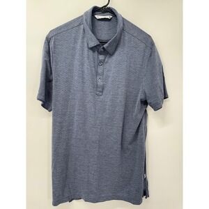 7 Diamonds Men's Nikos Polo Shirt Short Sleeve Button Up Casual Heathered Blue M